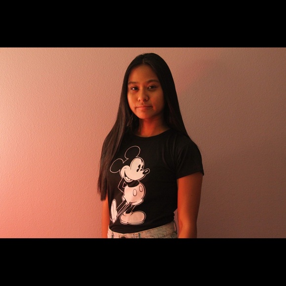 Black Mickey Mouse Disney Crop Top - Picture 2 of 4